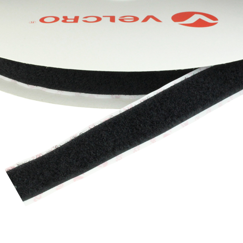 VELCRO® Flauschband, schwarz, 20 mm, selbstklebend PS 18, 25 m Rolle