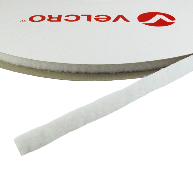VELCRO® Flauschband, selbstklebend, weiß, 10 mm, 25 m Rolle