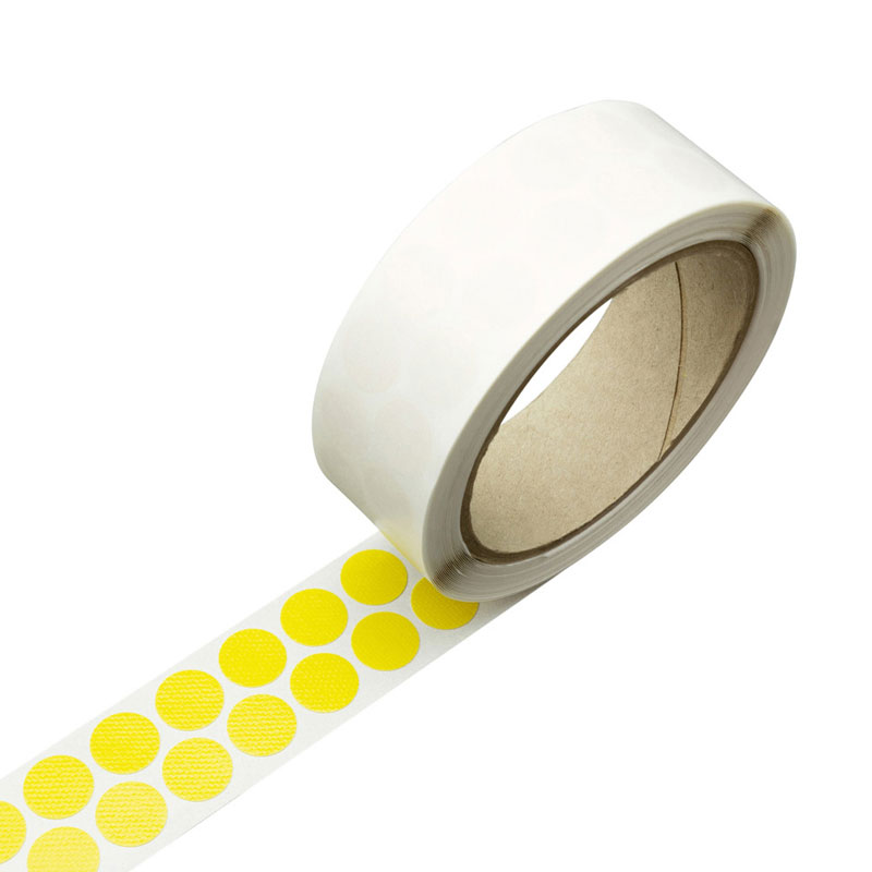 Gewebeklebepunkte gelb 15 mm Ø, einseitig stark haftend, 1.000 Stück auf Rolle