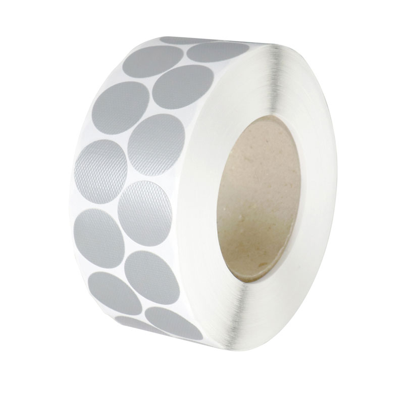 Gewebeklebepunkte silber 30 mm Ø, einseitig stark haftend, 4.000 Stück auf Rolle