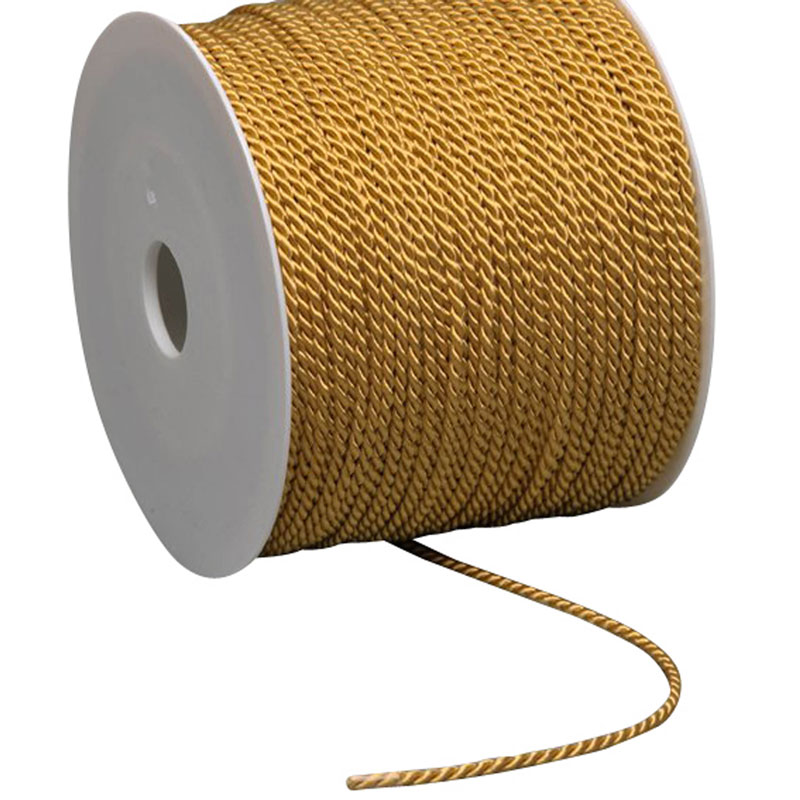 Atlaskordel auf Rolle, gold, Rolle mit 100 m
