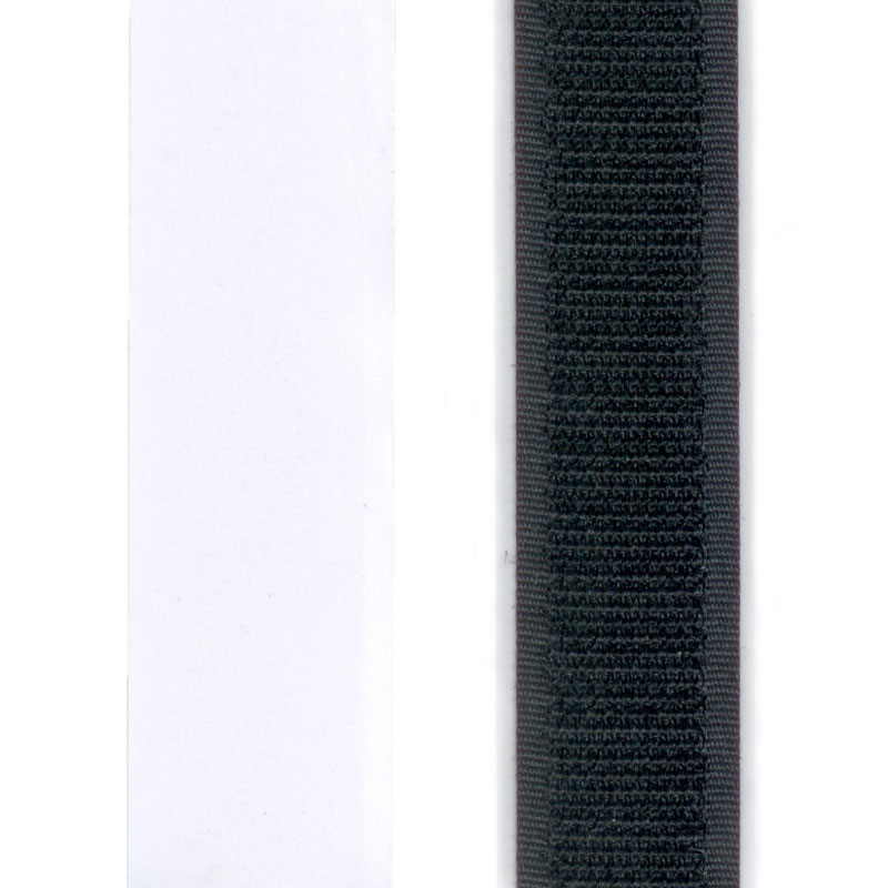 Hakenband, selbstklebend, schwarz, 20 mm, 25 m Rolle