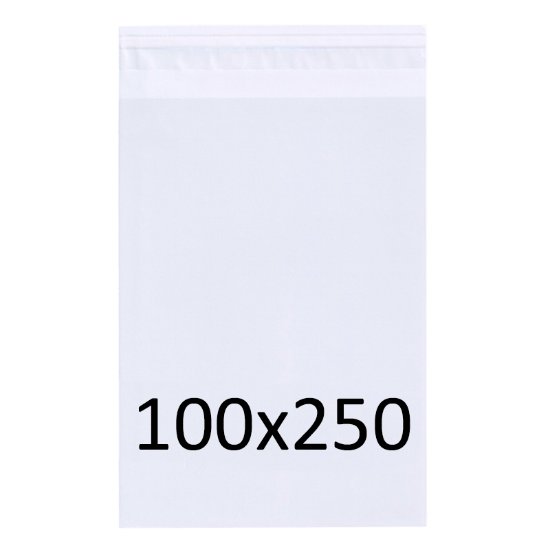 Klappenbeutel, transparent, 100 x 250 mm, mit Adhäsionsverschluss, aus OPP-Folie