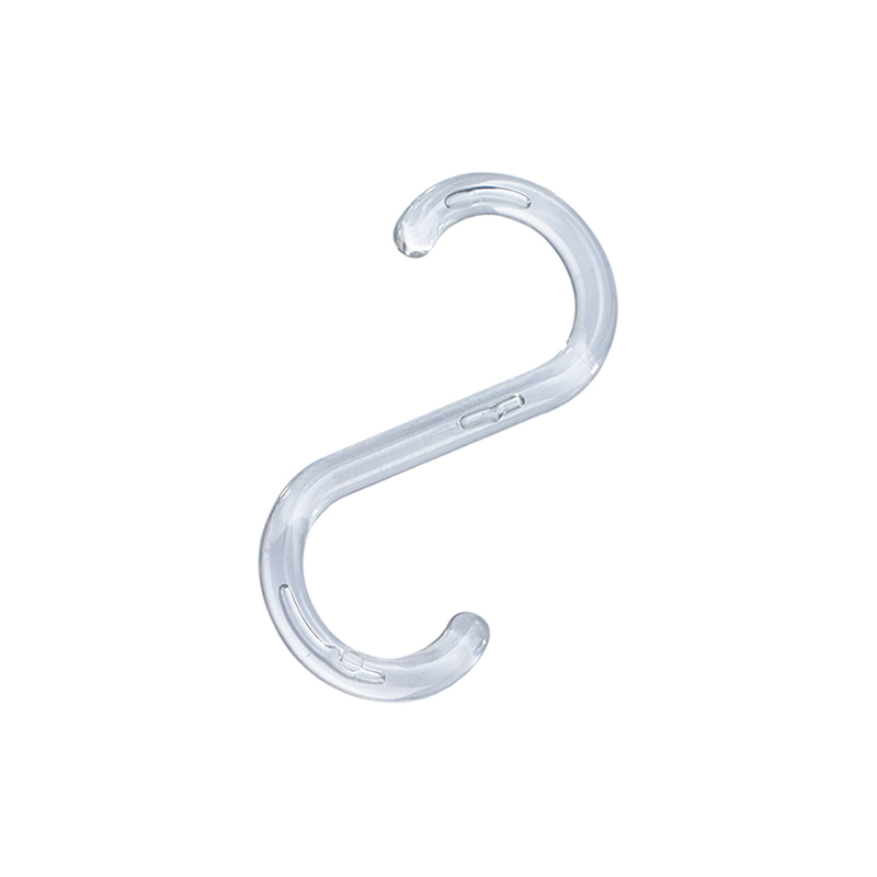 Transparente S-Haken aus Kunststoff, 55 mm lang