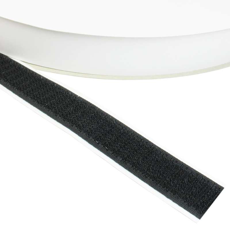Hakenband, selbstklebend, schwarz, 20 mm, 25 m Rolle