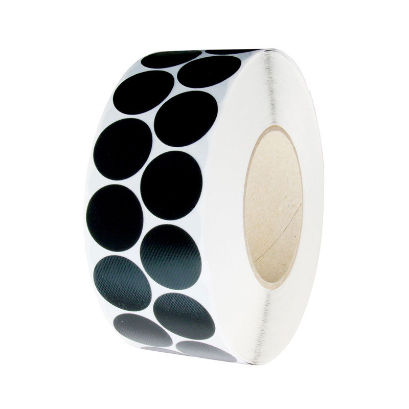 Gewebeklebepunkte schwarz 30 mm Ø, einseitig stark haftend, 2.500 Stück auf Rolle