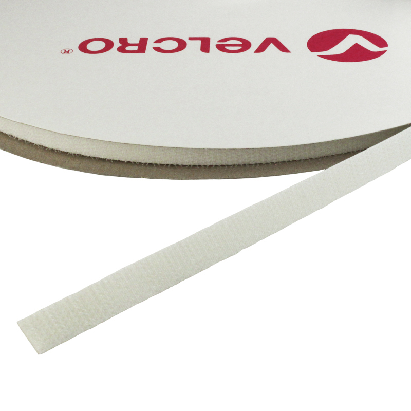 VELCRO®  Hakenband, selbstklebend, weiß, 10 mm, 25 m Rolle