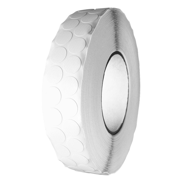 Gewebeklebepunkte weiß 15 mm Ø, einseitig stark haftend, 5.000 Stück auf Rolle