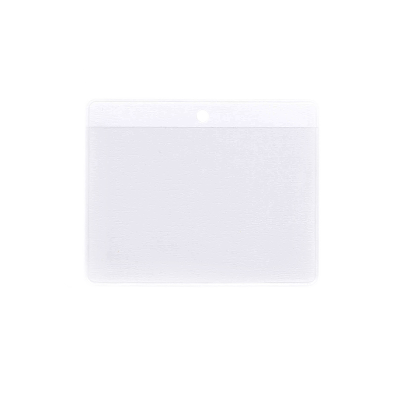 Transparente Preishülle A7 im Querformat aus Weich PVC mit Hängerand und Rundloch