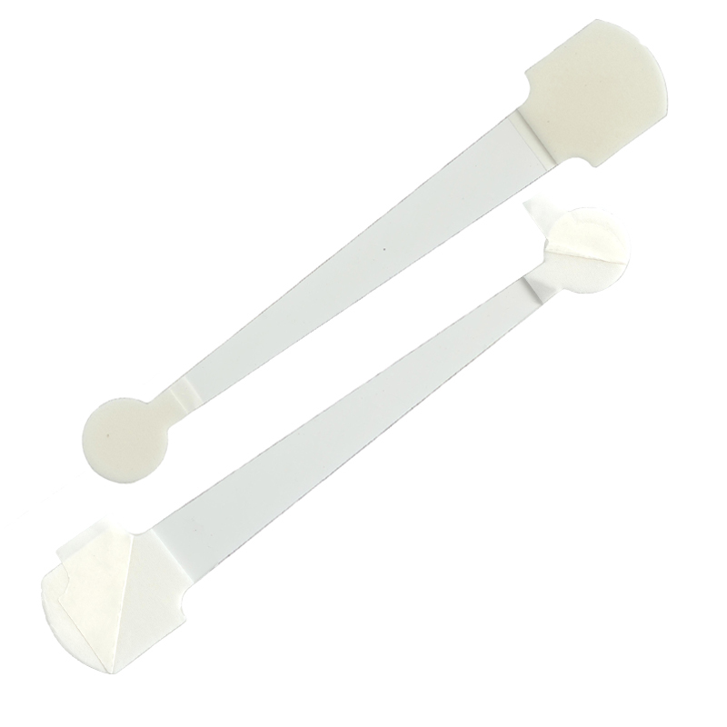 Transparenter Regalwobbler 170 mm aus PET mit zwei Schaumklebeflächen und Abdeckpapier mit Anfasslasche für Aktionen am Regal