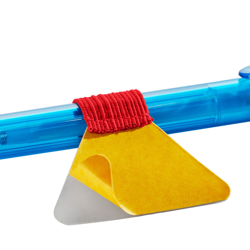 Stiftschlaufe aus Flachgummi, rot, selbstklebend