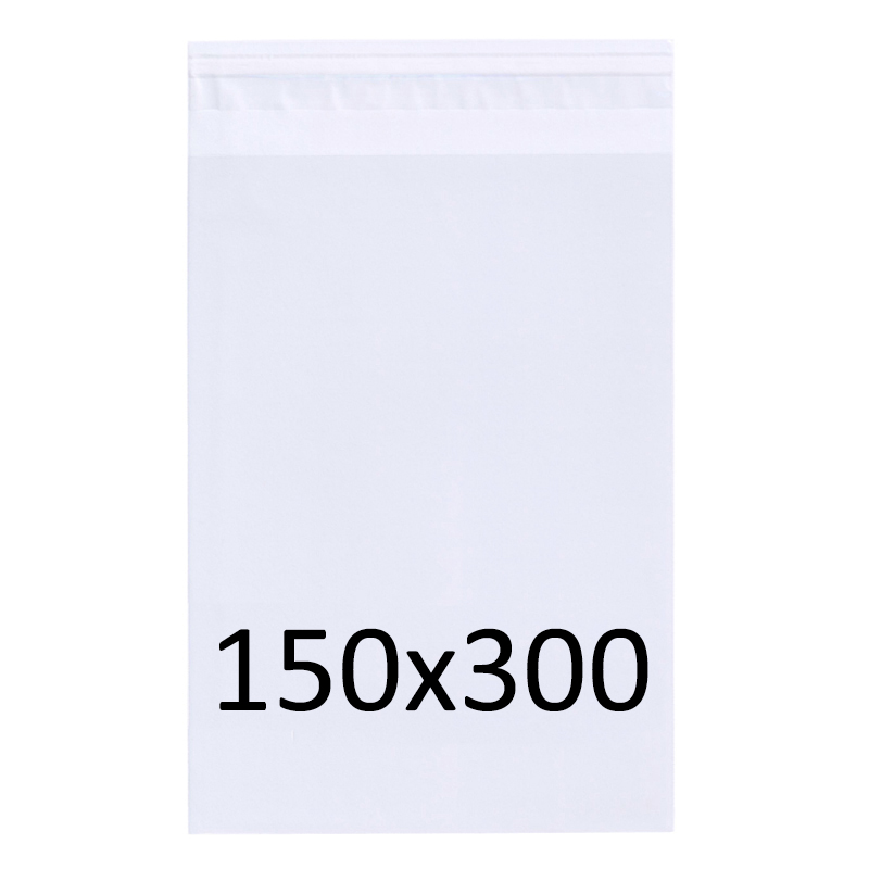 Klappenbeutel, transparent, 150 x 300 mm, mit Adhäsionsverschluss, aus OPP-Folie