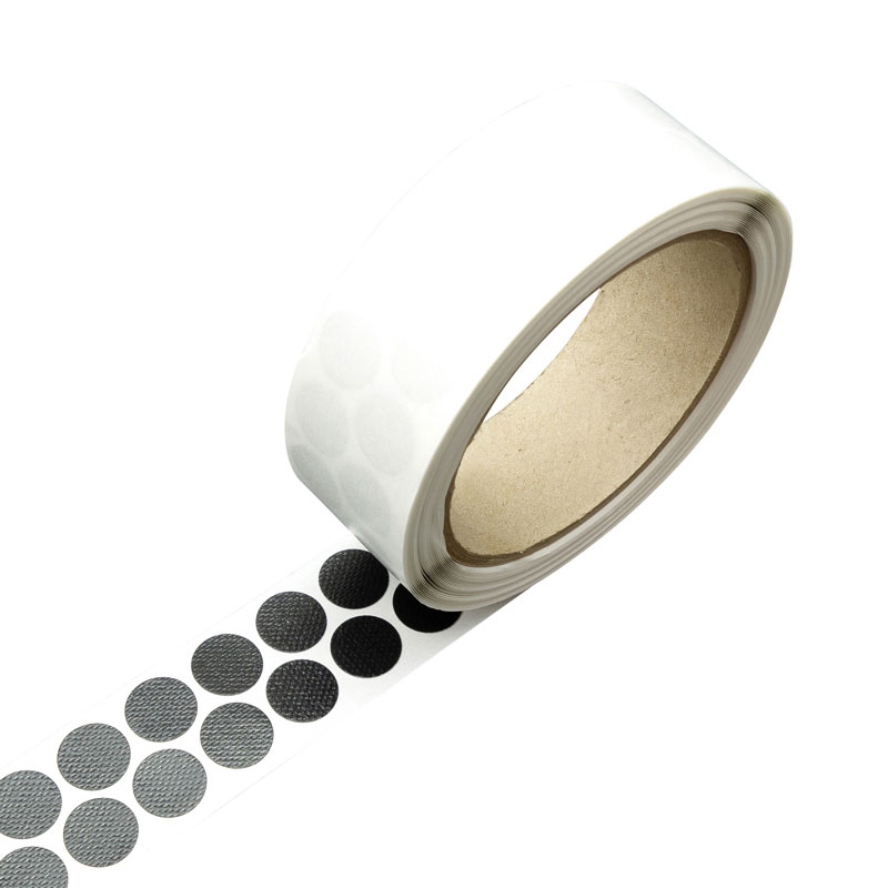 Gewebeklebepunkte schwarz 15 mm Ø, einseitig stark haftend, 1.000 Stück auf Rolle