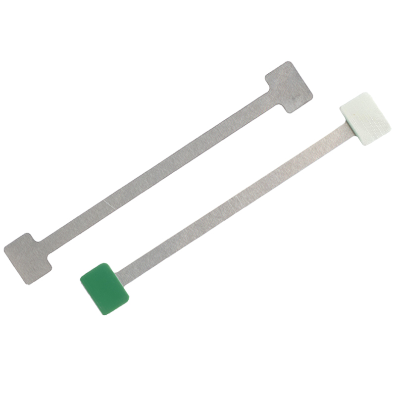 Regalwobbler 150 mm aus Aluminium in Silber mit stark haftender und schwaecher haftender Schaumklebeflaeche fuer abloesbare Beschilderung