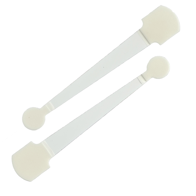 Transparenter Regalwobbler 170 mm aus PET mit zwei Schaumklebeflächen und Abdeckpapier mit Anfasslasche für Aktionen am Regal