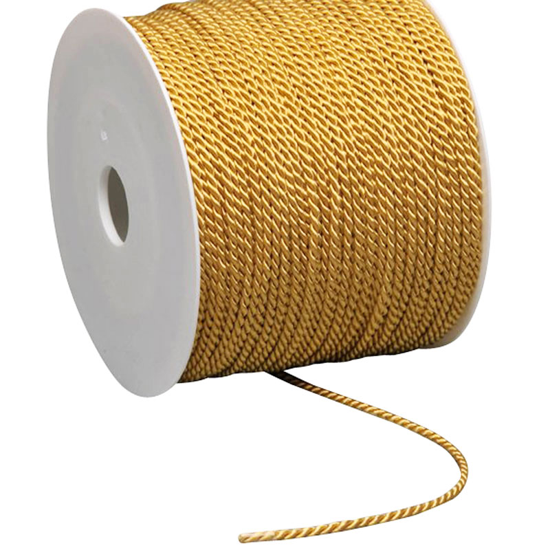 Atlaskordel auf Rolle, gold, Rolle mit 100 m
