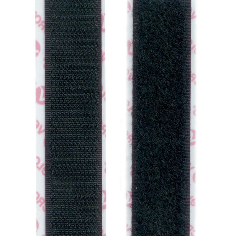 VELCRO®  Haken- / Flauschband, selbstklebend, schwarz, 20 mm
