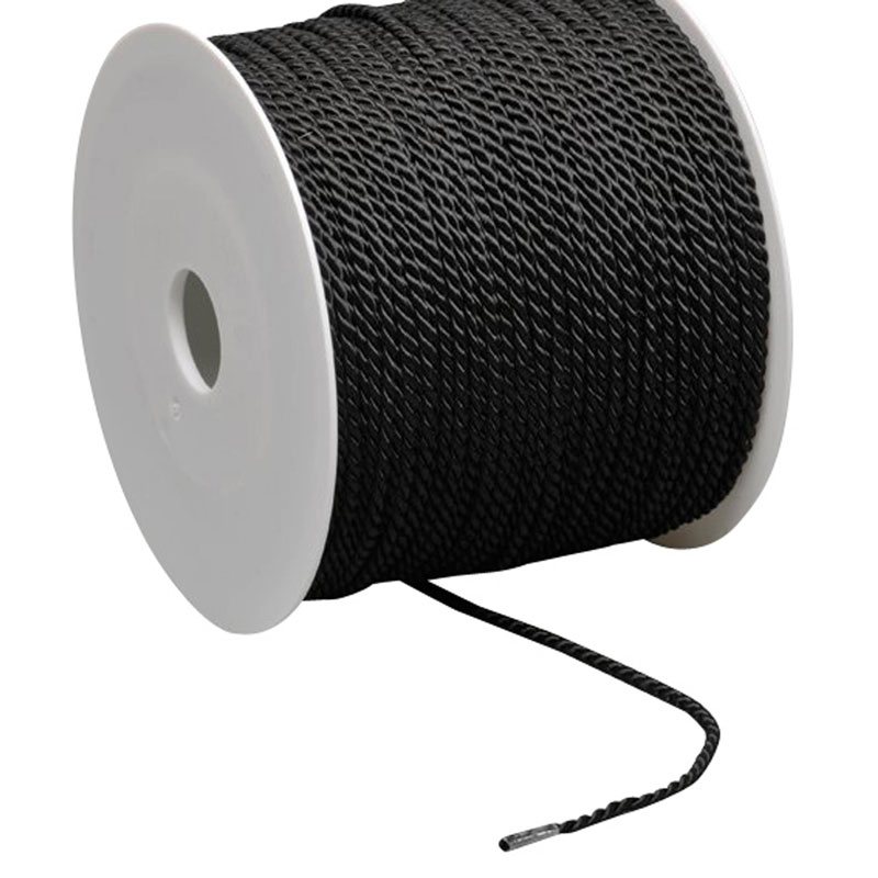 Atlaskordel auf Rolle, schwarz, Rolle mit 100 m