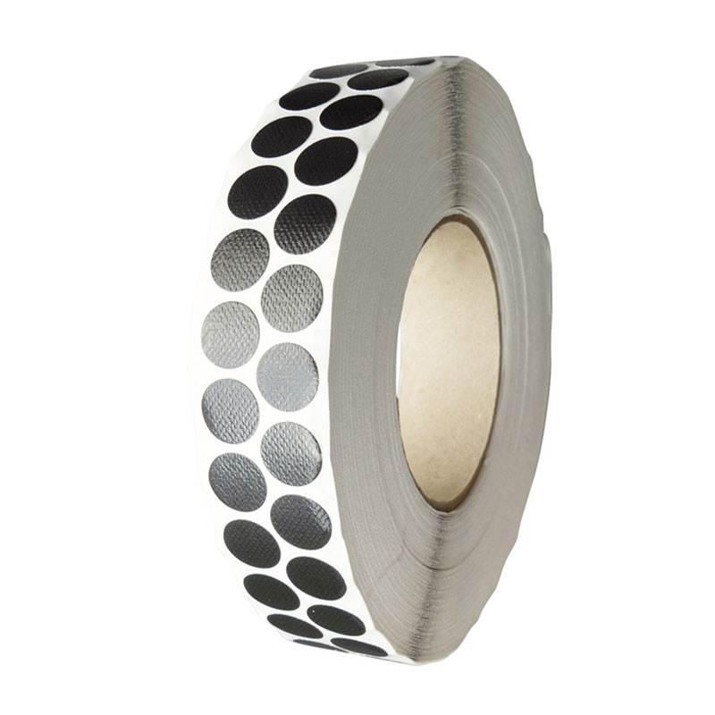 Gewebeklebepunkte schwarz 15 mm Ø, einseitig stark haftend, 5.000 Stück auf Rolle