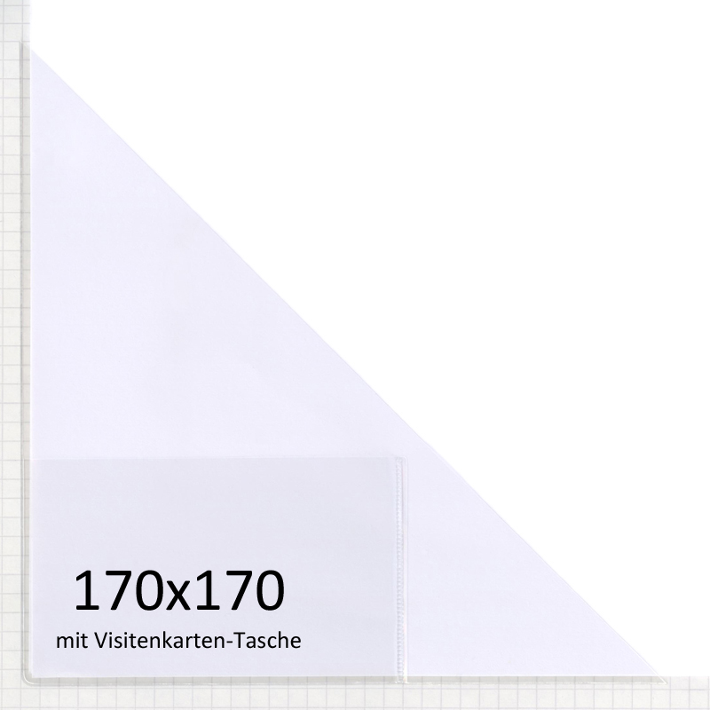 Dreiecktaschen 170 x 170 mm mit Visitenkartentasche links