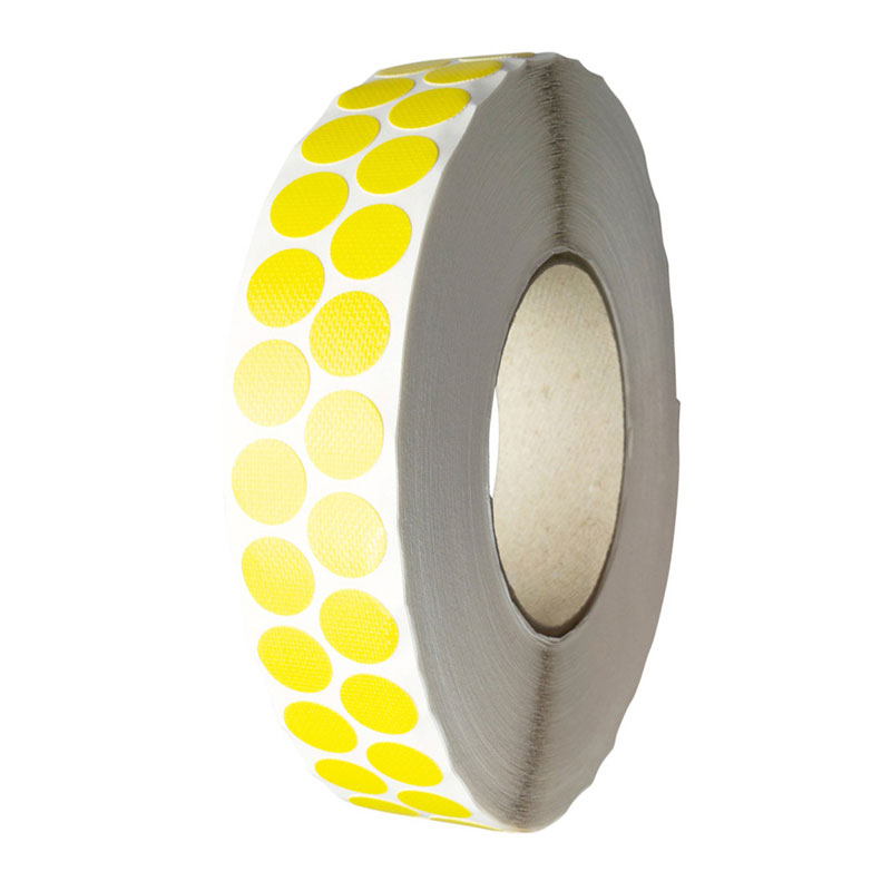 Gewebeklebepunkte gelb 15 mm Ø, einseitig stark haftend, 5.000 Stück auf Rolle