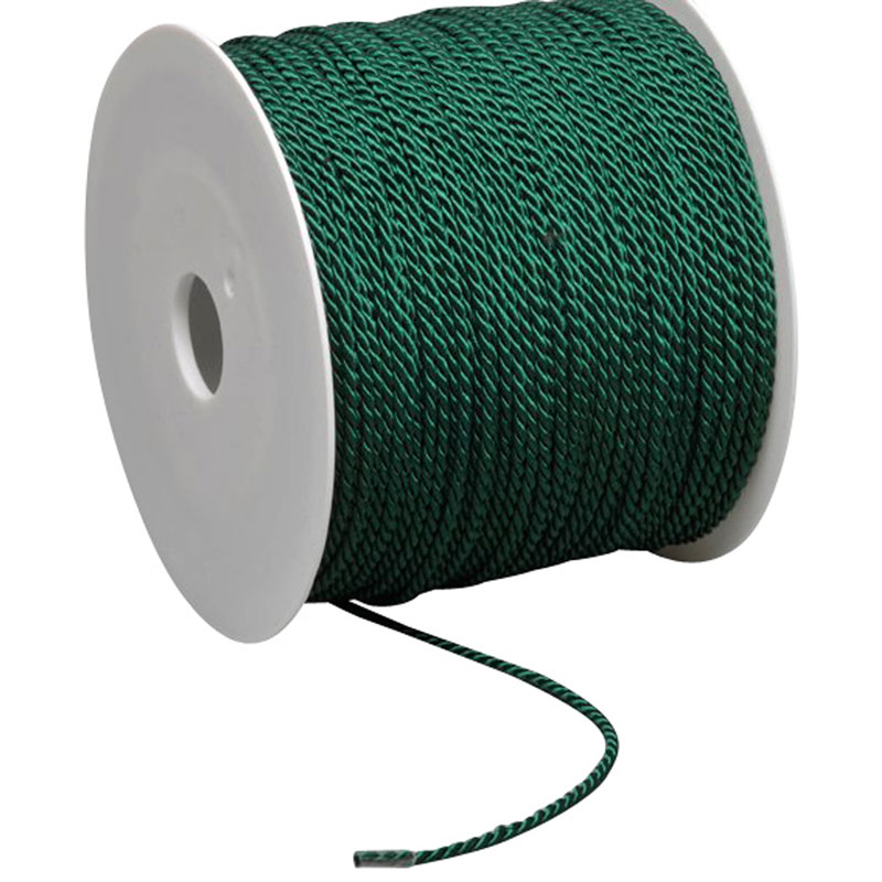 Atlaskordel auf Rolle, dunkelgrün, Rolle mit 100 m